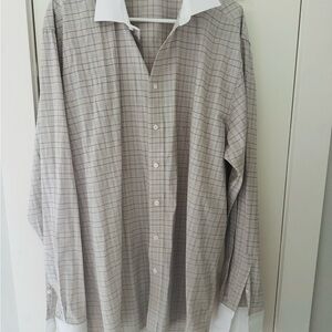 Men's Checkered Shirt with White Collar